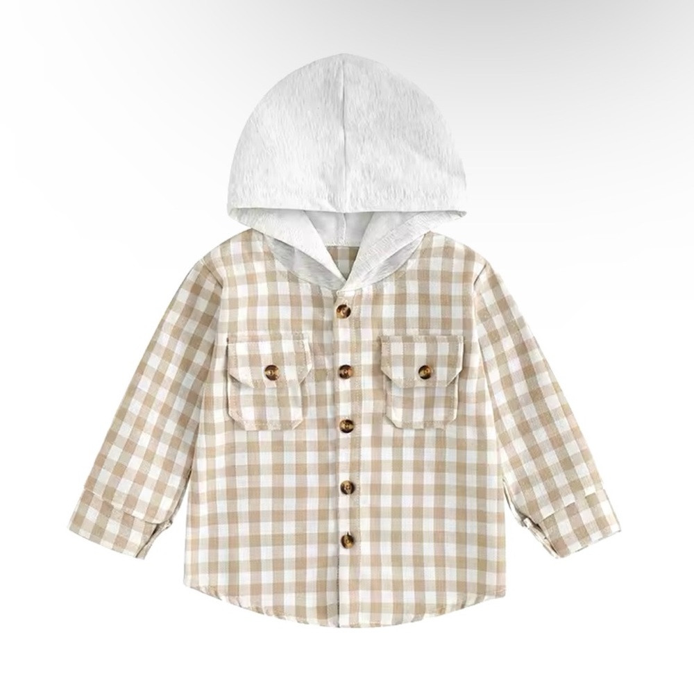 UNISEX Plaid Button-Up Hoodie Size 6M-3T NWT